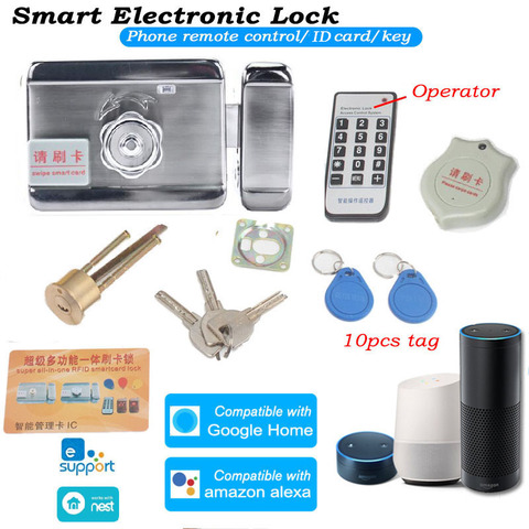 WIFI Electric Door Lock eWelink Phone Remote Control Invisble Door Lock ID Lock 125Khz Wireless Lock Alexa Google Home 12V ► Photo 1/5