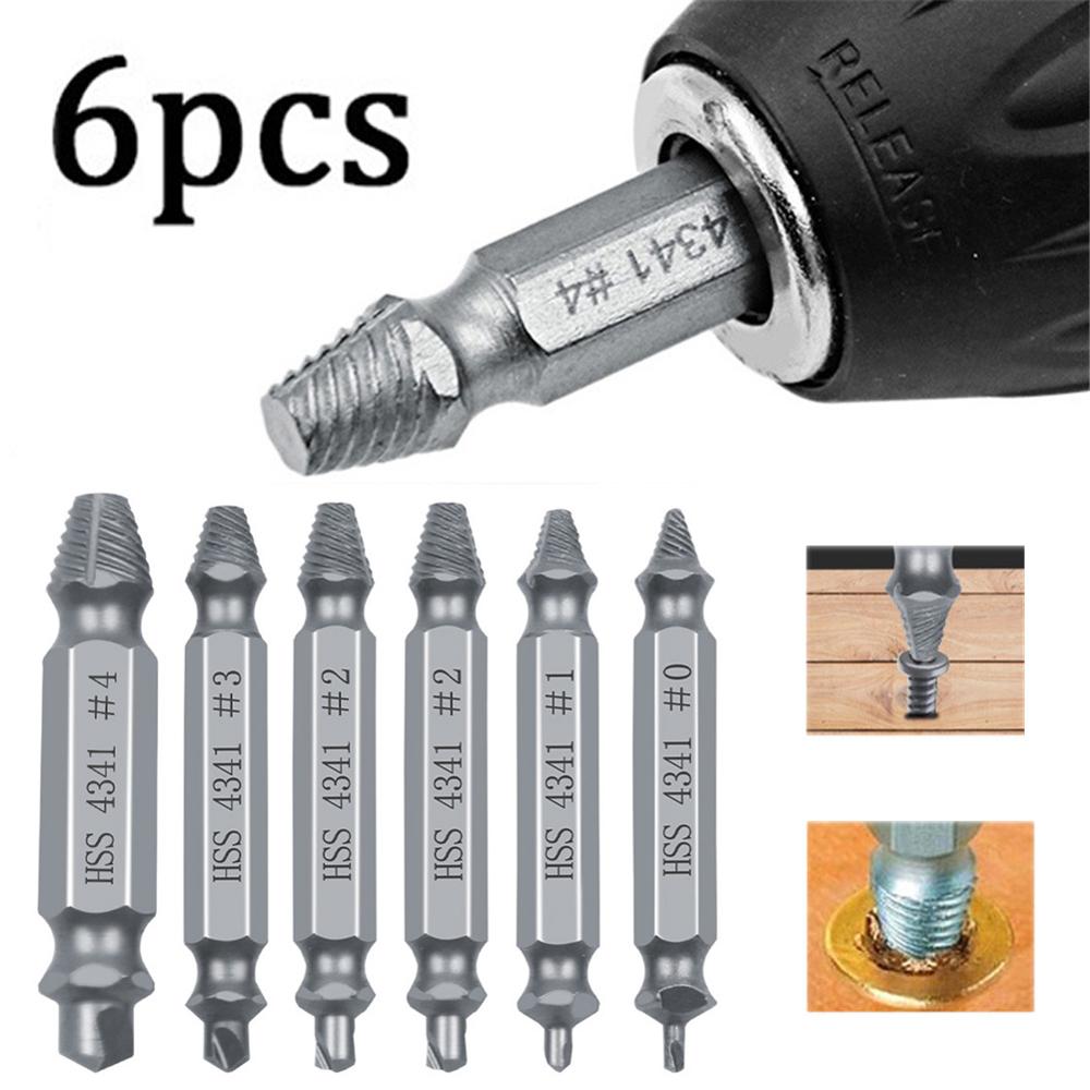 6pcs Speed Out Drill Bits Tool Set Damaged Screw Extractor Broken Bolt Remover