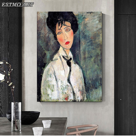 Famous Master Artist Canvas Painting Abstract Figure Cuadros Amedeo Modigliani Canvas Wall Art Posters Living Room Home Decor ► Photo 1/6