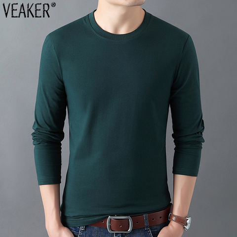 2022 New Men's Long Sleeve Cotton T-Shirt Male Autumn O-Neck Slim Fit Solid Color T Shirts Tops Plus Size S-6XL ► Photo 1/6