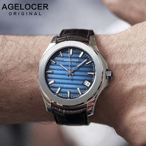 AGELOCER Swiss Men Watch Top Brand Luxury Male Waterproof Power Reserve 80 Hours Automatic Wrist Watch Blue Clock relogio 6304A1 ► Photo 1/6
