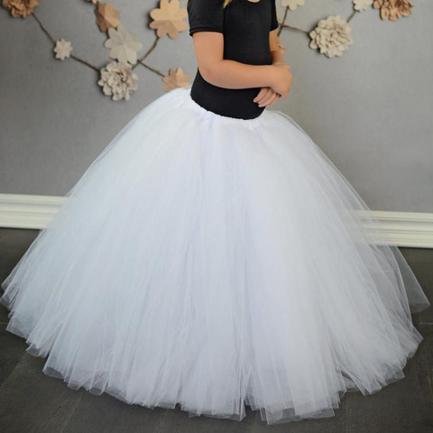 Baby Girls White Long Tutu Skirts Kids Tulle Skirt Pettiskirts Underskirtd Children Birthday Christmas Party Costume Skirts ► Photo 1/6