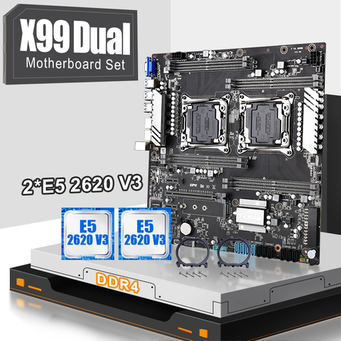 JINGSHA X99 dual motherboard set with 2pcs XEON E5 2620V3 six-core ProcessorSupport  MAX 2400MHz 8-Channel  LGA 2011 V4 CPU ► Photo 1/5