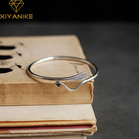 XIYANIKE 925 Sterling Silver Hot Sale Peacock Feather Bracelet Retro Distressed Pattern Fashion Handmade Gift Couple Adjustable ► Photo 1/6