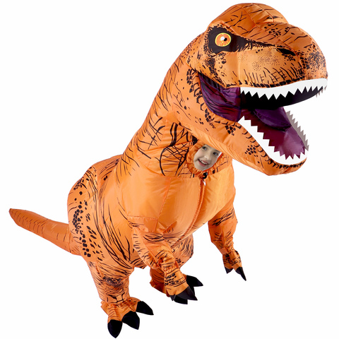 Adult Kids Mascot Inflatable Dinosaur Costumes Dino T-Rex Purim