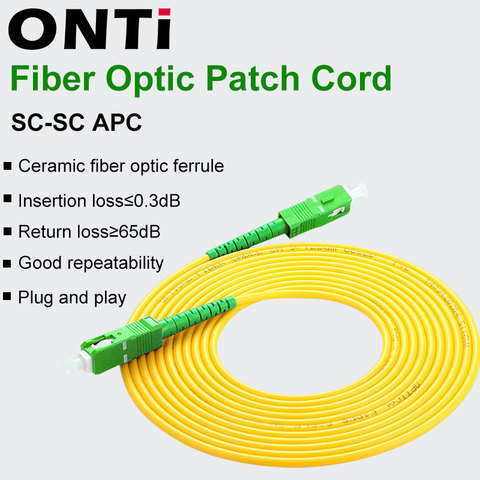 ONTi SC/APC Fiber Optic Patch Cord Cable SC-SC 1/3/5/10/20/30M Jumper Single Mode Simplex 2.0mm Optical Fibra Optica FTTH 10PCS ► Photo 1/5