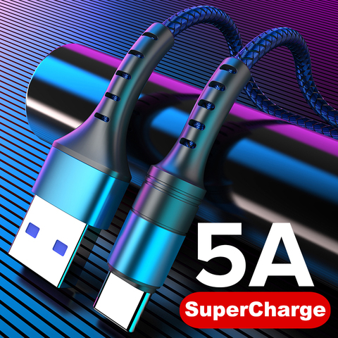 5A USB Type C Cable 0.25m 1m 2m Fast Charging Type-C Kable for Huawei P30 P20 Mate 20 Pro Phone SuperCharge QC3.0 USBC Cabo ► Photo 1/6