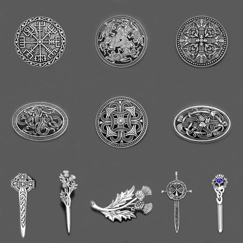 Viking/Scottish/Celtic Knot/Cross Norse Nordic Vintage Silver tone Brooch/Pin