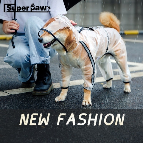 Transparent Dog Raincoat For Small Medium Large Dogs Rain Coat Pet Clothes Corgi Shiba Inu Schnauzer Pug Waterproof Jacket XPC05 ► Photo 1/6
