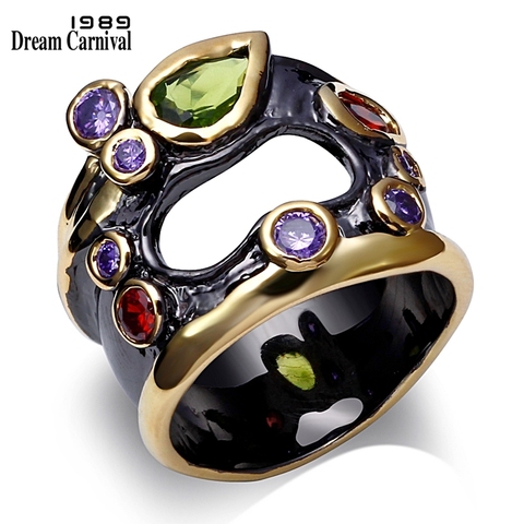 DreamCarnival1989 Olivine Red Purple Color CZ Rings for Women Neo-Gothic Hollow Jewelry Wedding Valentine Gift Anel das mulheres ► Photo 1/6
