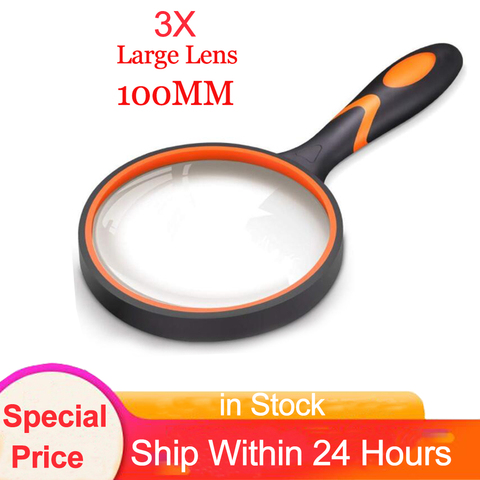 Large Black Plastic Rubber Anti-drop Handle HD Handheld Magnifying Glass For Older Reading Looking Repair Seniors ► Photo 1/6