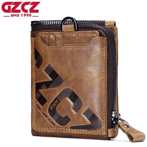 ManBang Genuine Leather Men Wallets Fashion Trifold Wallet Zip