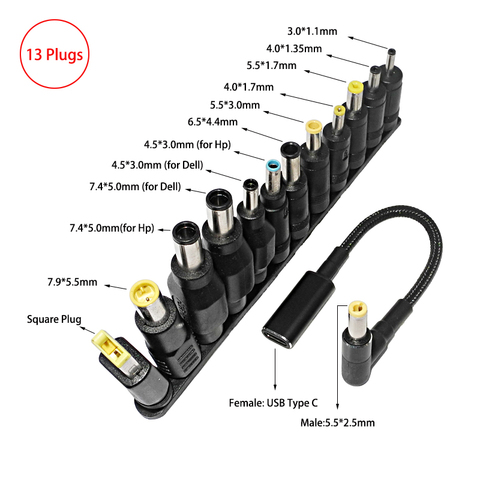 100W Type C Laptop Power Adapter Connector Plug USB Type C to Universal Laptop Charger Jack Charging Cable Cord for Notebooks ► Photo 1/4