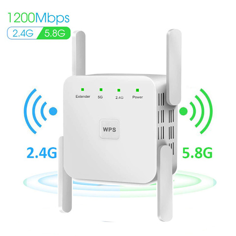 Wireless WiFi Repeater Extender 2.4G/ 5G WiFi Booster 300/1200Mbps Amplifier Large Router Range Signal Repeator AC Ultraboost ► Photo 1/6