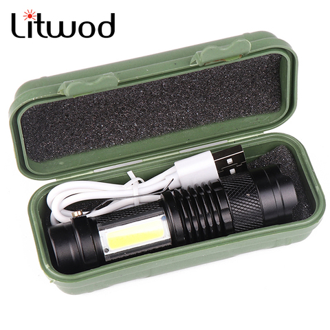 Built in battery XP-G Q5 Zoom Focus Mini led Flashlight Torch Lamp 2000 Lumens Adjustable Penlight Waterproof For Outdoor ► Photo 1/6