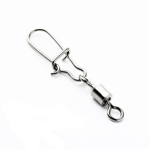 50pcs 2# 3# 4# 6# 8# 10# 12# 14# Fishing Connector Pin Bearing Rolling Swivel Stainless Steel with Snap Fishhook Lure Tackle ► Photo 1/6