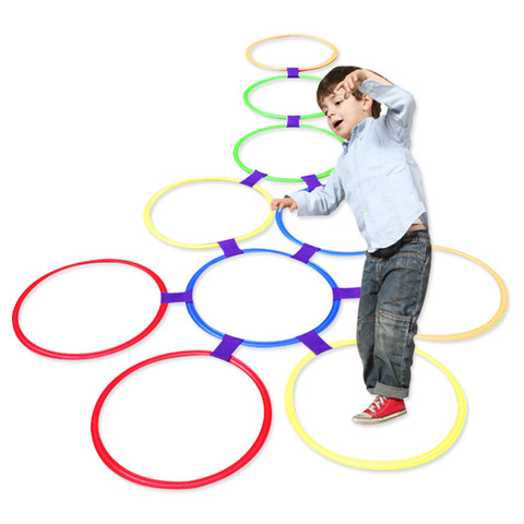 Outdoor Kids Funny Physical Training Sport Toys Lattice Jump Ring Set Game with 10 Hoops 10 Connectors for Park Play Boys Girls ► Photo 1/6