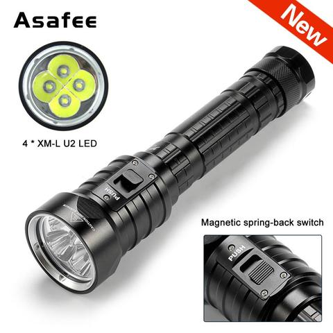 Asafee DX4 Diving Scuba Flashlight XM-L U2 LED diving flashlight torch brightness waterproof 100m white light led torch ► Photo 1/6