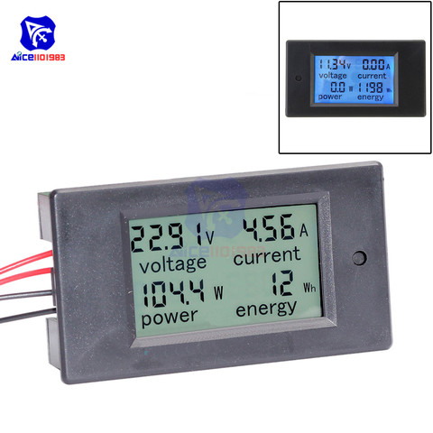 diymore 4 in 1 LCD Panel Digital Backlight Voltage Watt Current Power Meter Ammeter Voltmeter 0 -20A / 0 -50A DC 6.5 -100V ► Photo 1/6