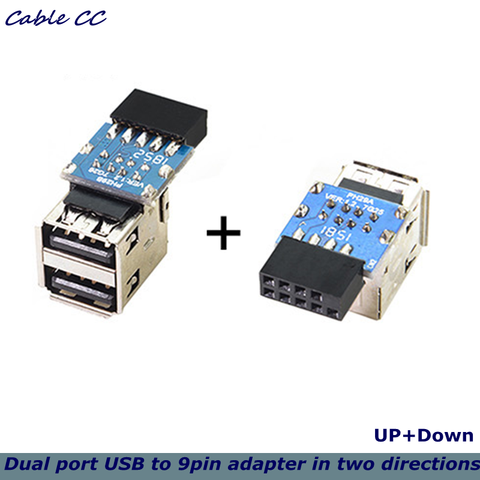 9-pin / 10-pin motherboard female connector to dual USB 2.0 female adapter vertical type built-in dongle U-ton USB Bluetooth set ► Photo 1/5