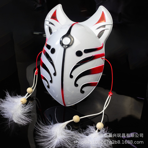 Japanese Fox Masks Cat Face Mask PVC Japanese Style Wind Fox Anime Cosplay Costumes Rave Masquerade Cosplay Props for Adult ► Photo 1/5