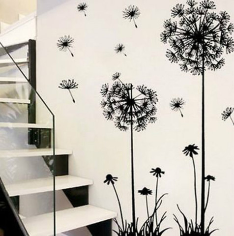 Hot black dandelion sitting room bedroom wall stickers household adornment wall stickers on the wall ► Photo 1/5