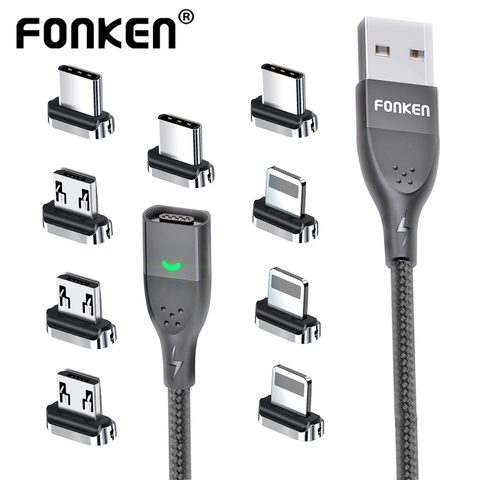 FONKEN Magnetic Cable For Iphone 12 Charger USB Type C Cable Fast Charging Phone Cable Micro USB Charging Wire Magnet  Charge ► Photo 1/6
