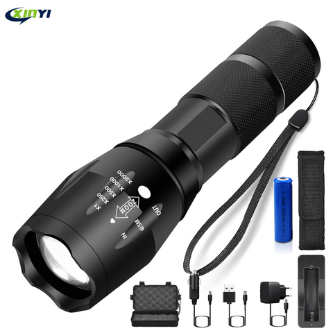 Ultra Bright Led flashlight  T6&UV 395 LED Torch Light Camping light 5 Modes waterproof Zoomable Bicycle Light use 18650 battery ► Photo 1/6