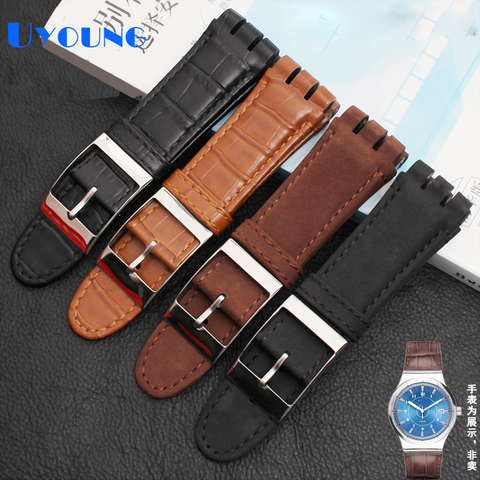 High Quality Luxury Genuine Leather Watch Strap For Swatch watch band 23mm watchband men watches bracelet ► Photo 1/6