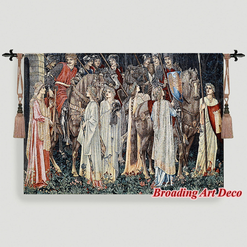 The Arming and Departure of the Knights Medieval Tapestry Wall Hanging William Morris Holy Grail Tapestries Jacquard 140x98cm ► Photo 1/6