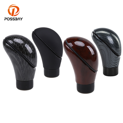 POSSBAY Universal Car Gear Shift Knob Carbon Fiber/Wooden/Red/Blue/Yellow Gear Stick Shift Knob Cover Automobiles Accessories ► Photo 1/6