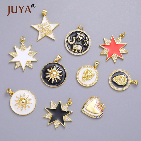 JUYA Jewelry Components Enamel Copper Charms Necklace Pendants for Bracelets Jewelry Making Accessories DIY Craft Supplies ► Photo 1/6