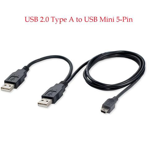 Dual USB 2.0 Type A to USB Mini 5-Pin Type B x1 Y Data & Power Cable HJ55 ► Photo 1/6