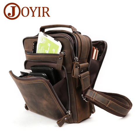 JOYIR New Genuine Leather Men Vintage Handbags Small Flap Men's Shoulder Bag Casual Office Messenger Bags Fashion Crossbody Bag ► Photo 1/6