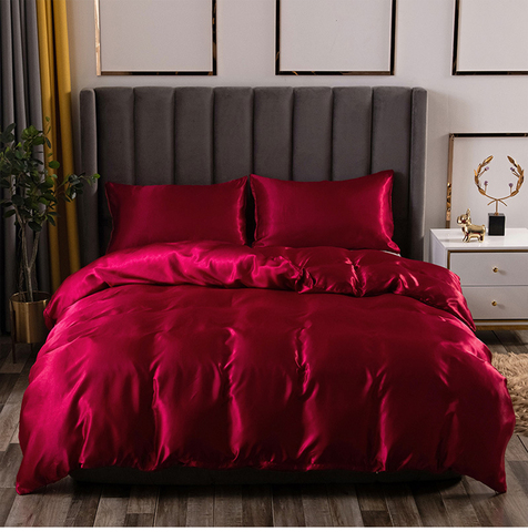 Luxury Imitation Silk Bedding Set, Silk Duvet Cover California King Size
