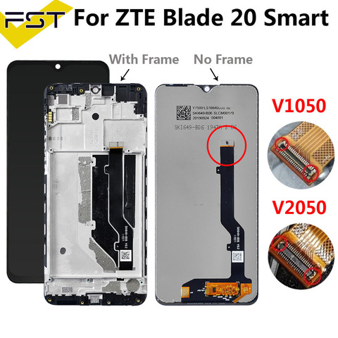6.49 inch For ZTE Blade 20 Smart V1050 V2050 LCD Display And Touch Screen Digitizer Sensor Assembly+Frame For Blade20 Smart ► Photo 1/5
