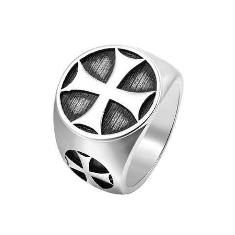 New Male Iron Knights Templar Cross Silver color Band 316L Stainless Steel Ring Vintage Mason Jewelry Rings for Men ► Photo 1/6