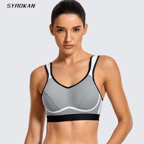 SYROKAN Women's High Impact Support Moisture-wicking Bounce Control Workout Wirefree Non Padding Plus Size Sports Bra ► Photo 1/5