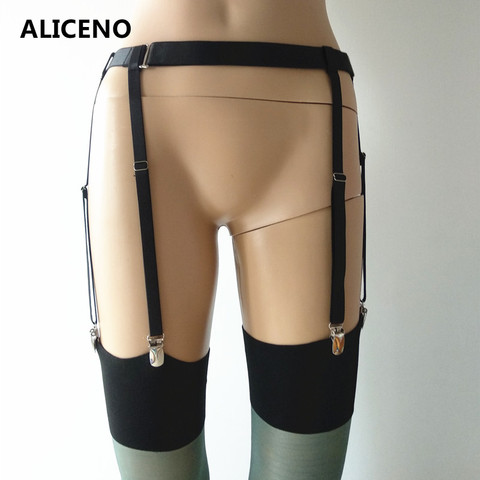Six-Strap Women Adjustable Black Suspender Waist Garter Belt for Stockings Clubwear Lingerie Garters Lady Stocking Belt SW039 ► Photo 1/6