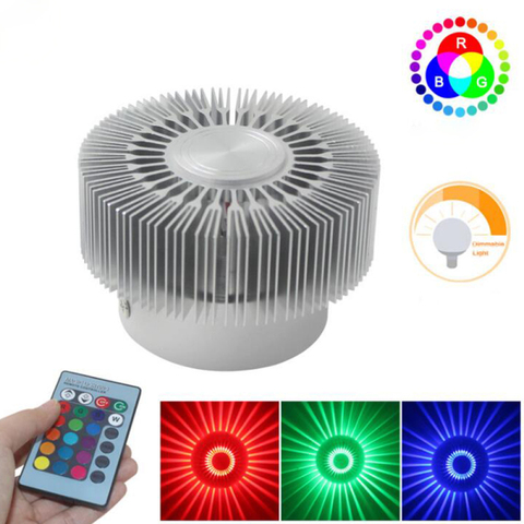 3W Mounted LED Wall Light RGB Effect Lamp Sunflower Projection Rays AC85-265V Remote Control Corridor Wall Lamp ► Photo 1/6