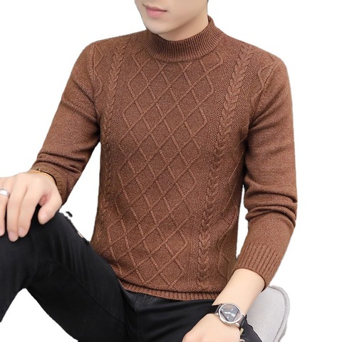 New Korean Style Men Turtleneck Sweaters Fashion Slim Fit Pullover Mens Casual Knitwear Pullovers Male Turtleneck Sweaters Solid ► Photo 1/6