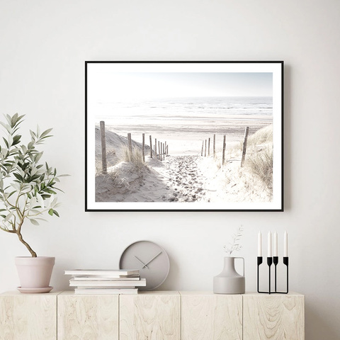 North Sea Dunes Sea Landscape Path Wall Art Canvas Painting Poster and Print Pictures for Living Room Home Interior Decoration ► Photo 1/6