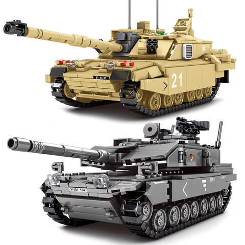 Military Series Main Battle Tank Building Blocks Leclerc Leopard 2A7+ Type 10 challenger 2 Heavy Tank City Army Kids Toys Gifts ► Photo 1/6