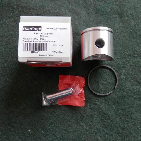 937 PISTON KIT 38MM FOR OLEO-MAC 936  GS370 EFCO 137 MT3700 CHAINSAW  CYLINDER ASSEMBLY  KOLBEN W/ RING CIRCLIP  PIN CLIP ASSY ► Photo 1/5