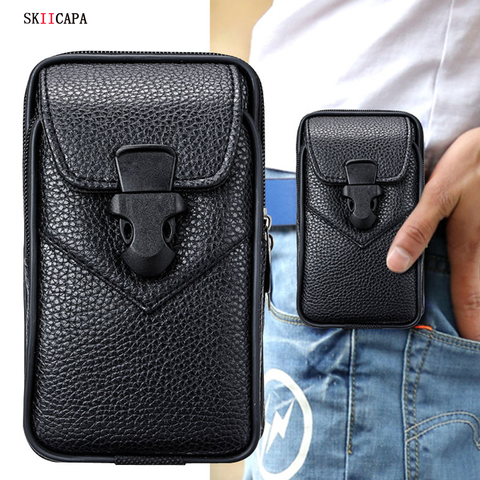 Pouch Phone Bag Waist Belt Clip Cover for xiaomi POCO X3 NFC 10T Pro 5G Leather Case Universal Holster for Redmi Note 9 Pro max ► Photo 1/6