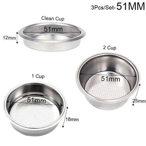 51mm 1Cup 2 Cup Clean Basket Pressure Coffee Machine Filter Double Cup 304 Stainless Steel Single Layer Portafilter ► Photo 1/6