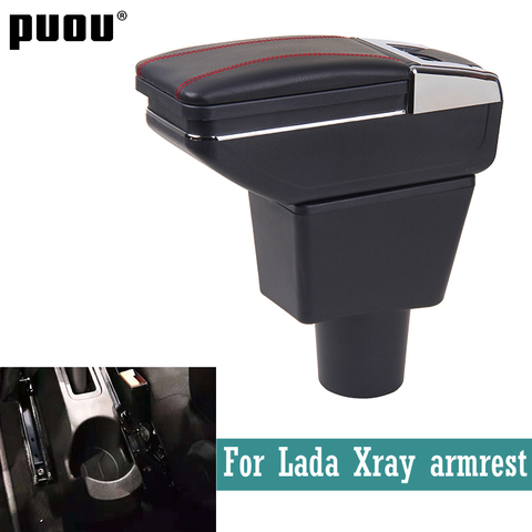 For Lada Xray armrest box  Universal Car Central Armrest Storage Box with cup holder ashtray USB Charging modification accessori ► Photo 1/6