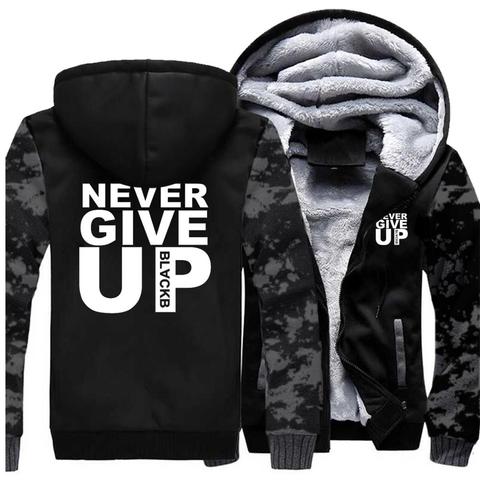 Mens Hoodies Never Give Up Tracksuit Casual Thick Men's Coat Warm Autumn Winter 2022 Hooded Sweatshirt Male Hoodie Men Jacket ► Photo 1/1