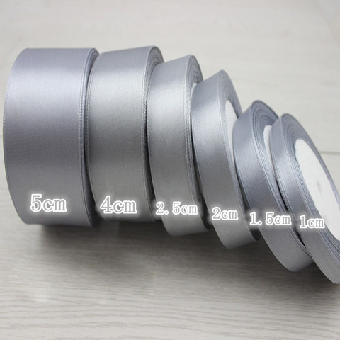 6-10-12-15-20-25-40-50mm Silver Gray Satin Ribbons 22Meters/Roll Christmas Halloween Wedding Birthday Party Gift Wrapping Ribbon ► Photo 1/6