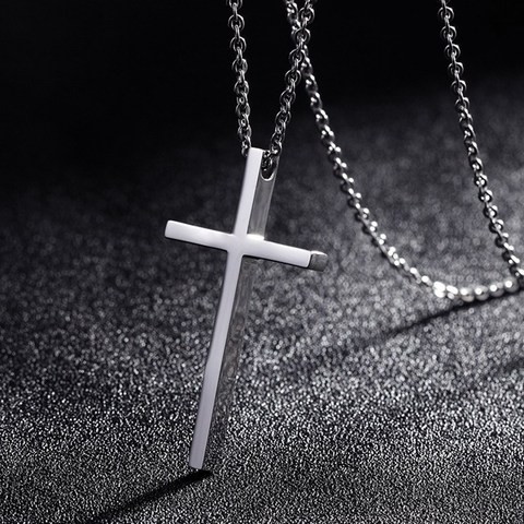 Titanium Steel Cross Pendant Necklaces For Men Women Silver Color Chain Christian Prayer Necklace Minimalist Jewelry Gift ► Photo 1/6